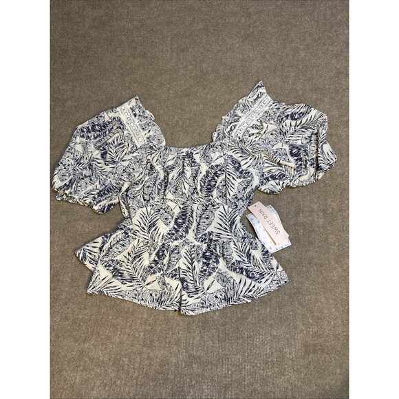 Sweet Rain NWT Tie Back Puff‎ Sleeve Top 1X Empire Waist Boho Peasant Milkmaid - Picture 1 of 3